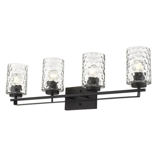 10" Black And Clear Metal and Glass Vanity Flush Mounted Sconce