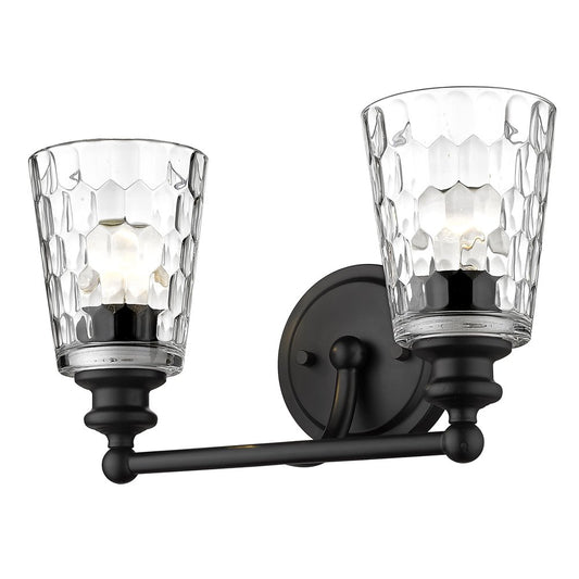 9" Black And Clear Metal and Glass Vanity Flush Mounted Sconce