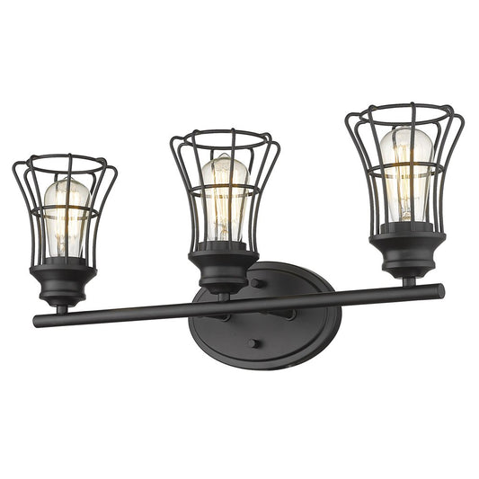 9" Black Metal Vanity Flush Mounted Sconce