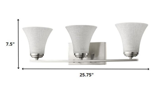 26" Silver And White Metal and Glass Three Lights Flush Mounted Sconce
