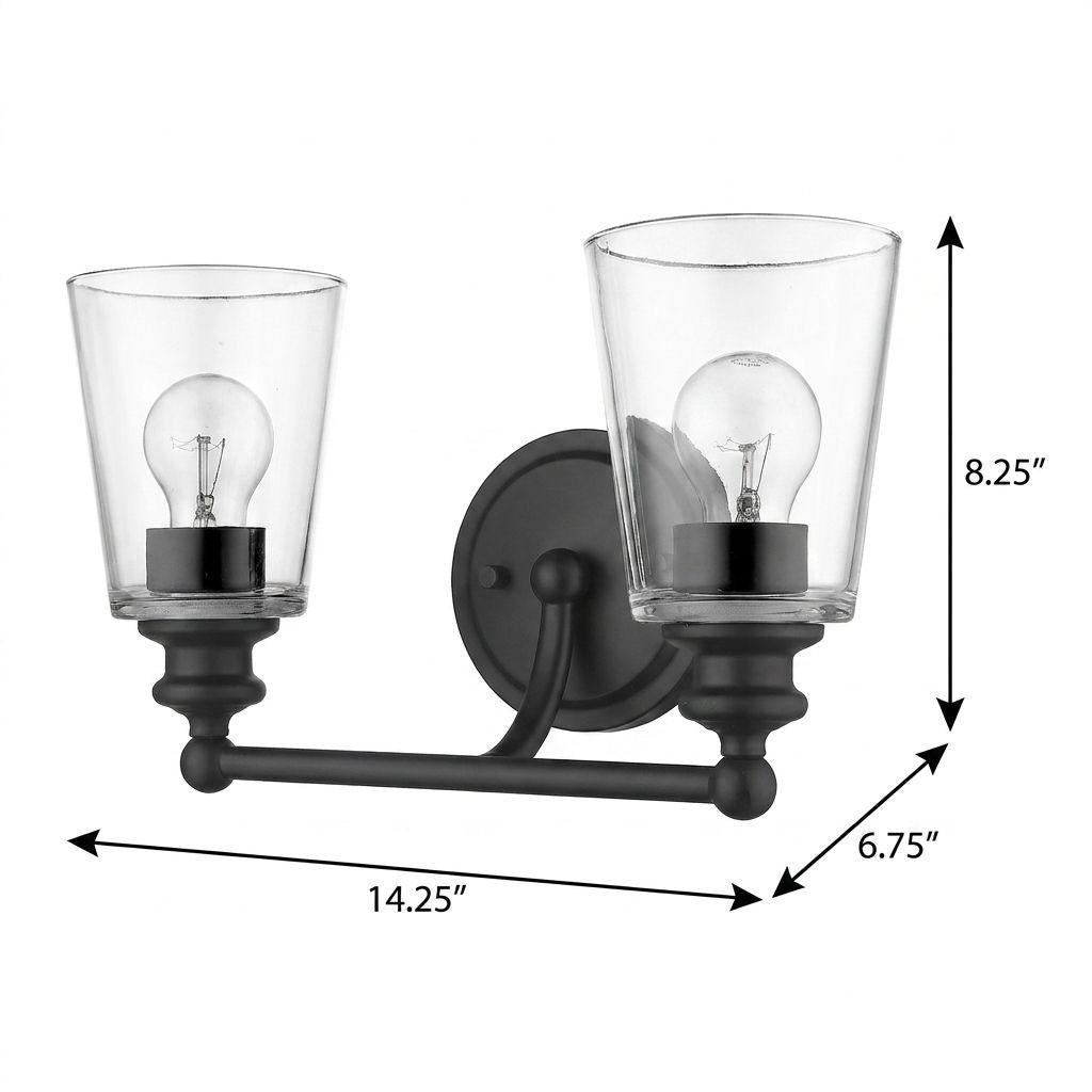 8" Black And Clear Metal Vanity Flush Mounted Sconce