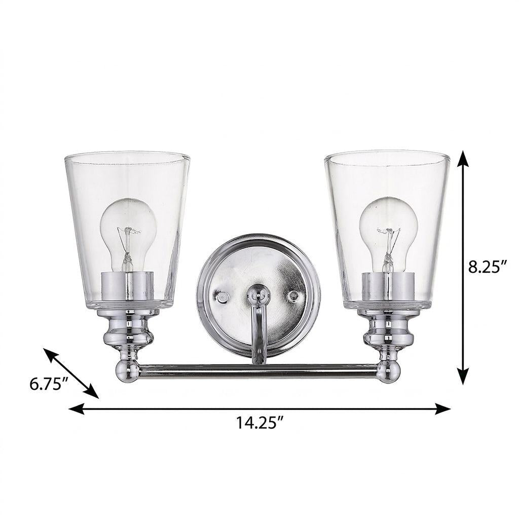 8" Silver And Clear Metal Vanity Flush Mounted Sconce
