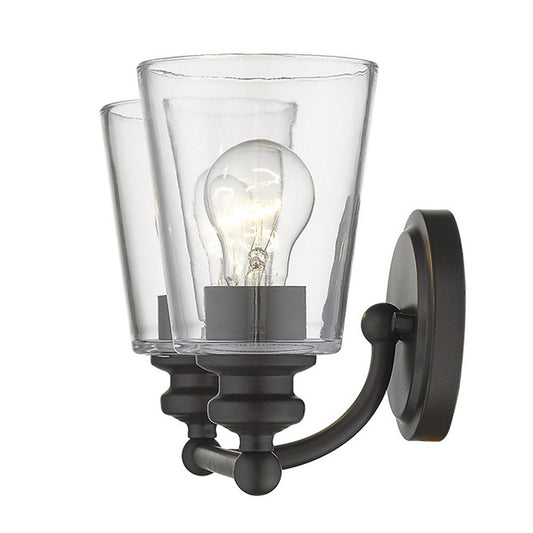 8" Black And Clear Metal Vanity Flush Mounted Sconce
