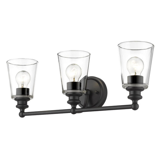 8" Black And Clear Metal Vanity Flush Mounted Sconce