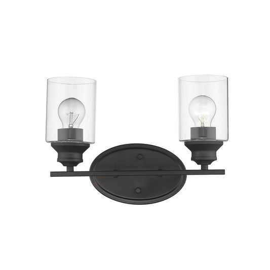 10" Black And Clear Metal and Glass Vanity Flush Mounted Sconce