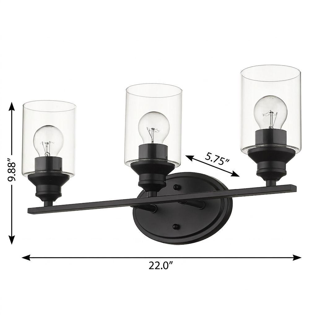 10" Black And Clear Metal and Glass Vanity Flush Mounted Sconce