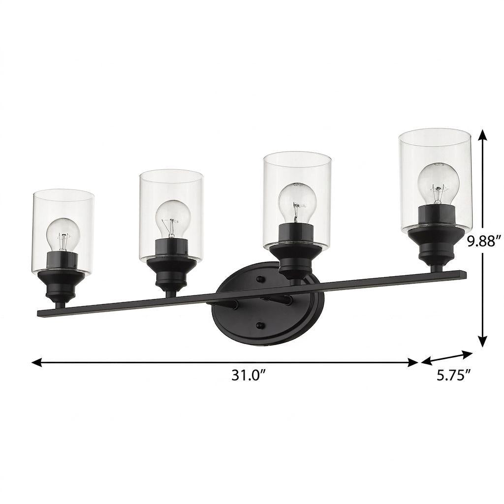 10" Black And Clear Metal Vanity Flush Mounted Sconce
