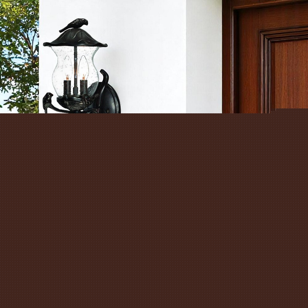 Matte Black Bird Detail Lantern Wall Light