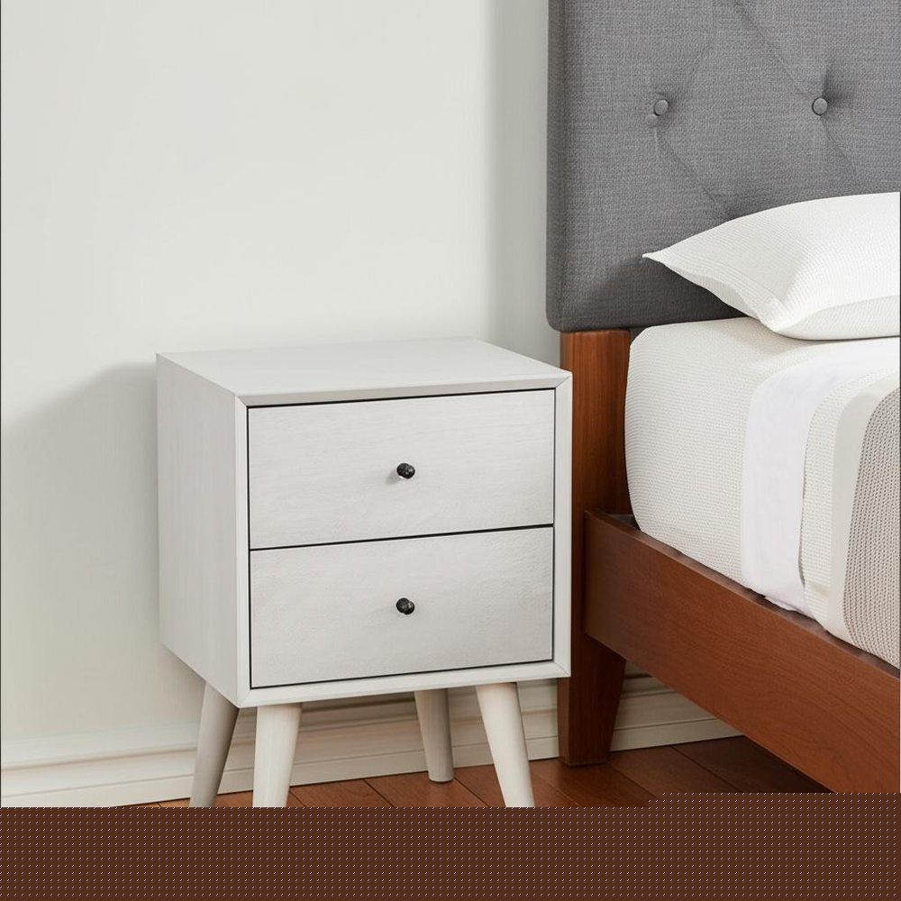 Gray Century Modern Wood 2 Drawer Nightstand