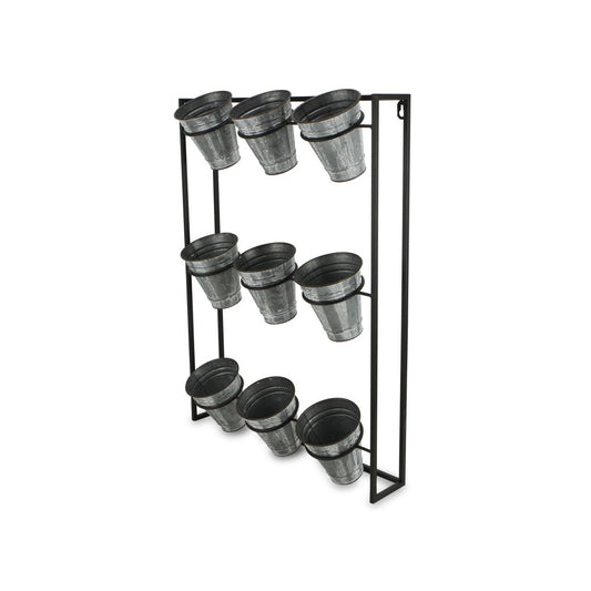 24" X 18" Black And Silver Metal Rectangular Wall Planter