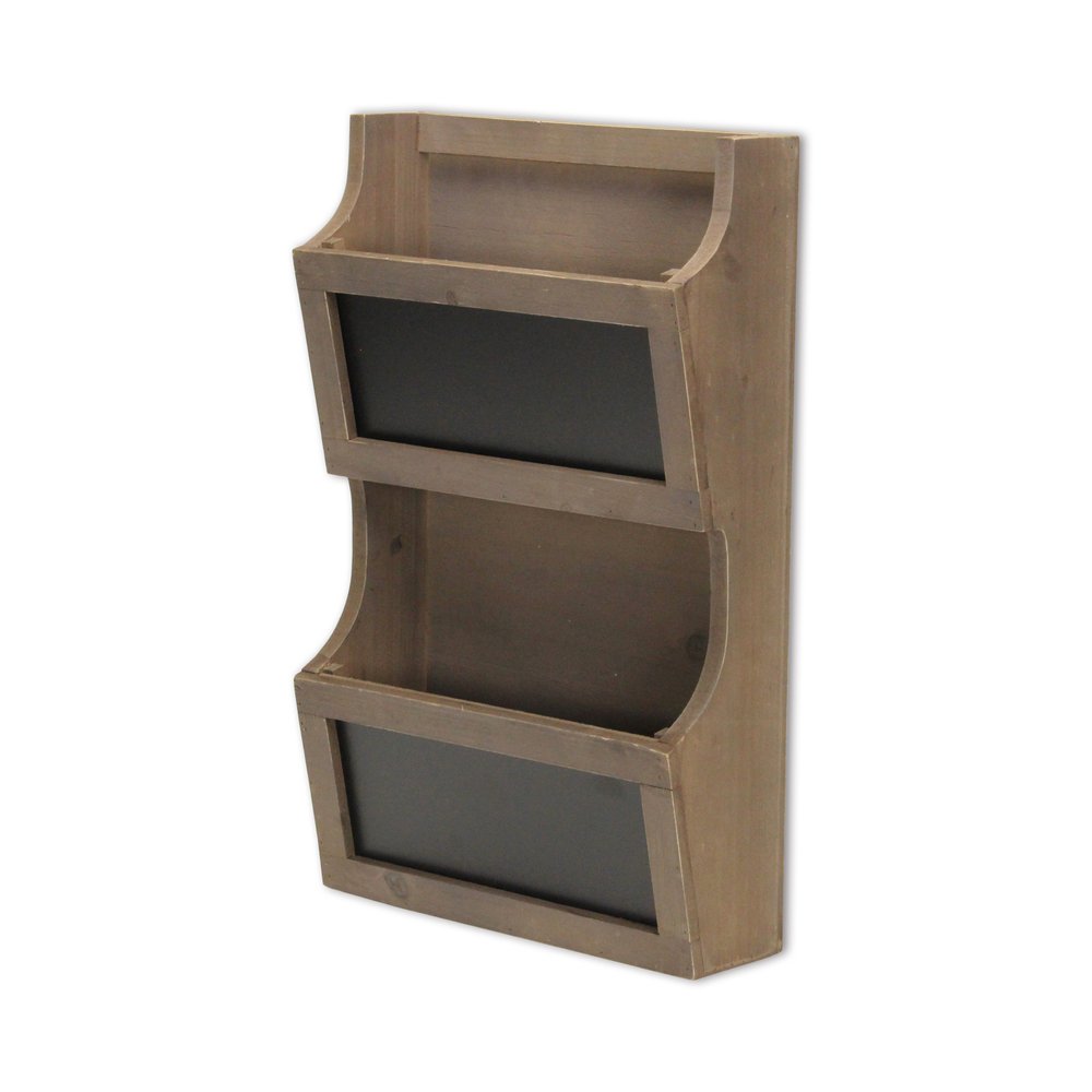 Set of Two Brown Solid Wood File Organizer