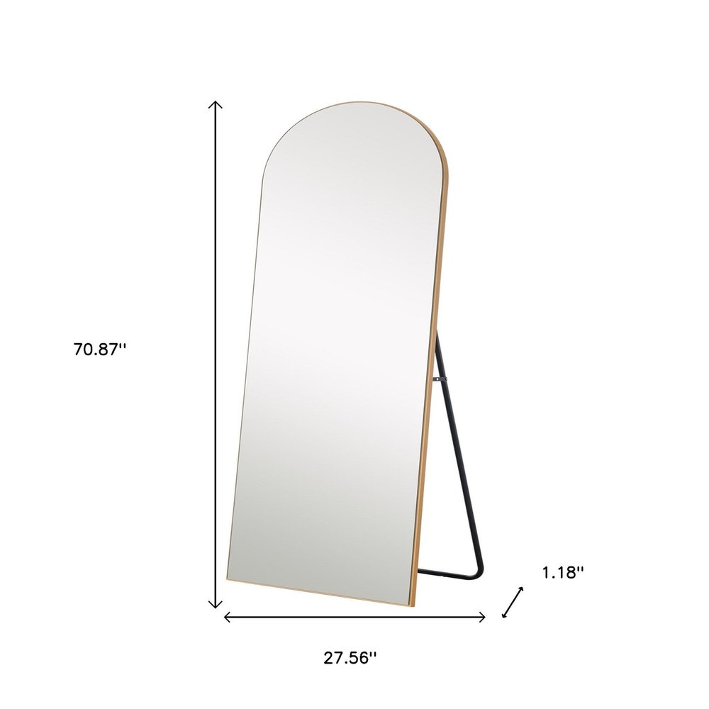 71" Gold Arch Wood Framed Freestanding Standing Mirror
