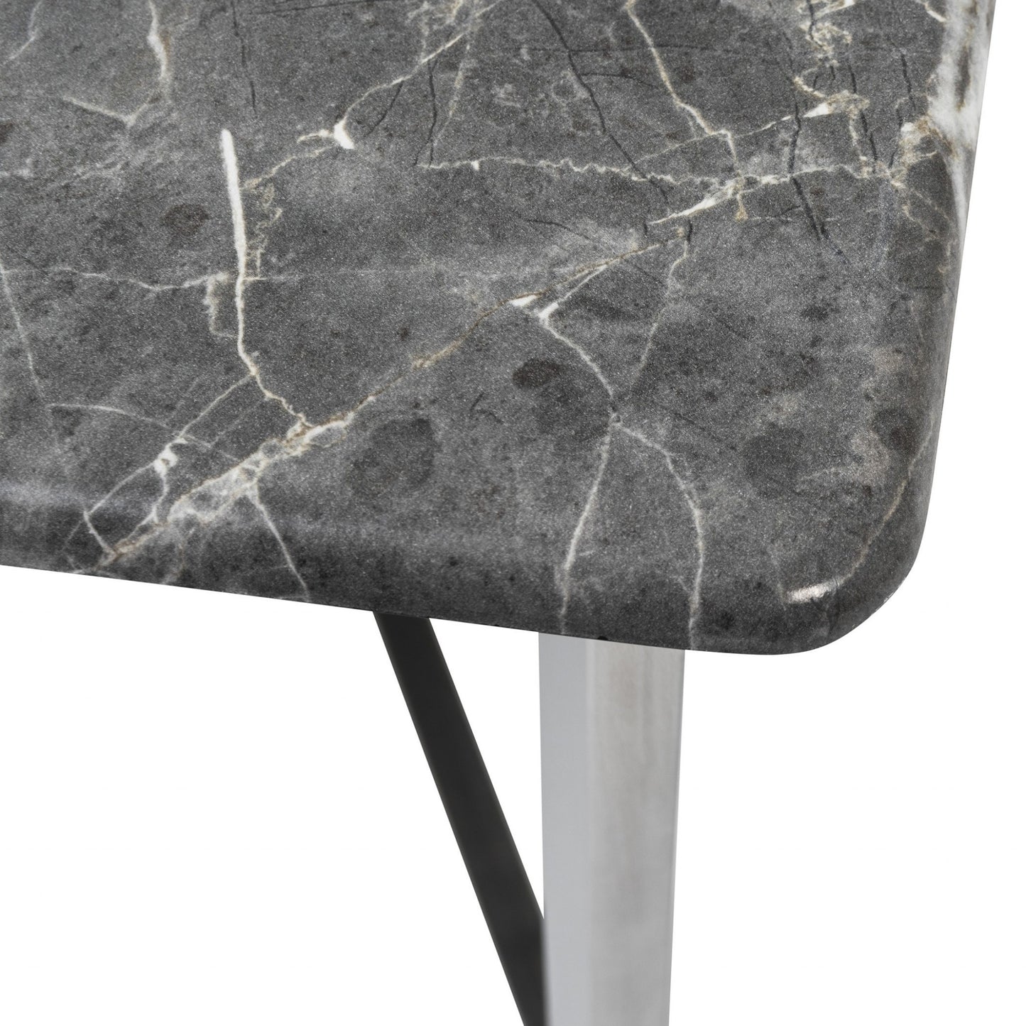 47" Black and Silver Wood And Metal Cross Legs Coffee Table