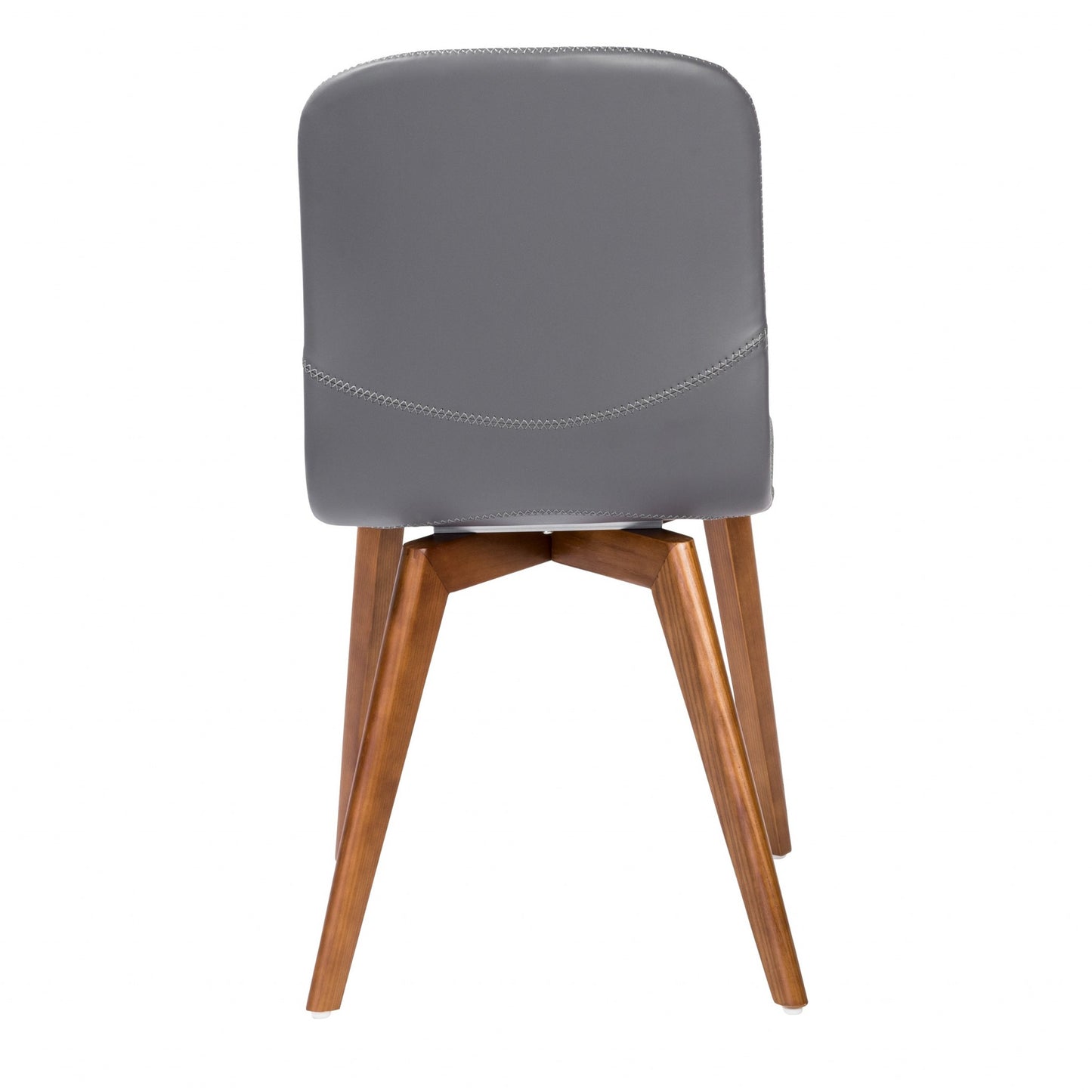 Set of Two Gray and Brown Upholstered Faux Leather Dining Side Chairs