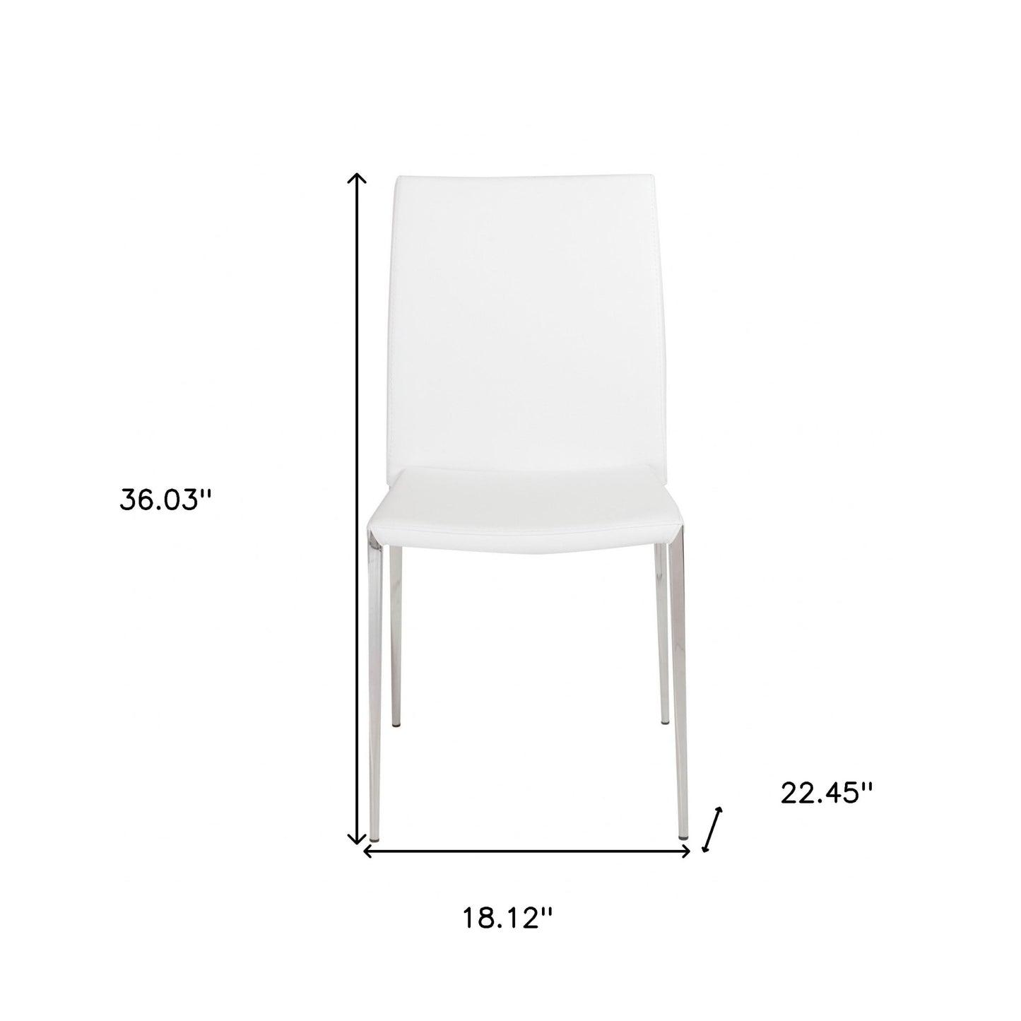 Set of Two White and Silver Upholstered Faux Leather Dining Side Chairs