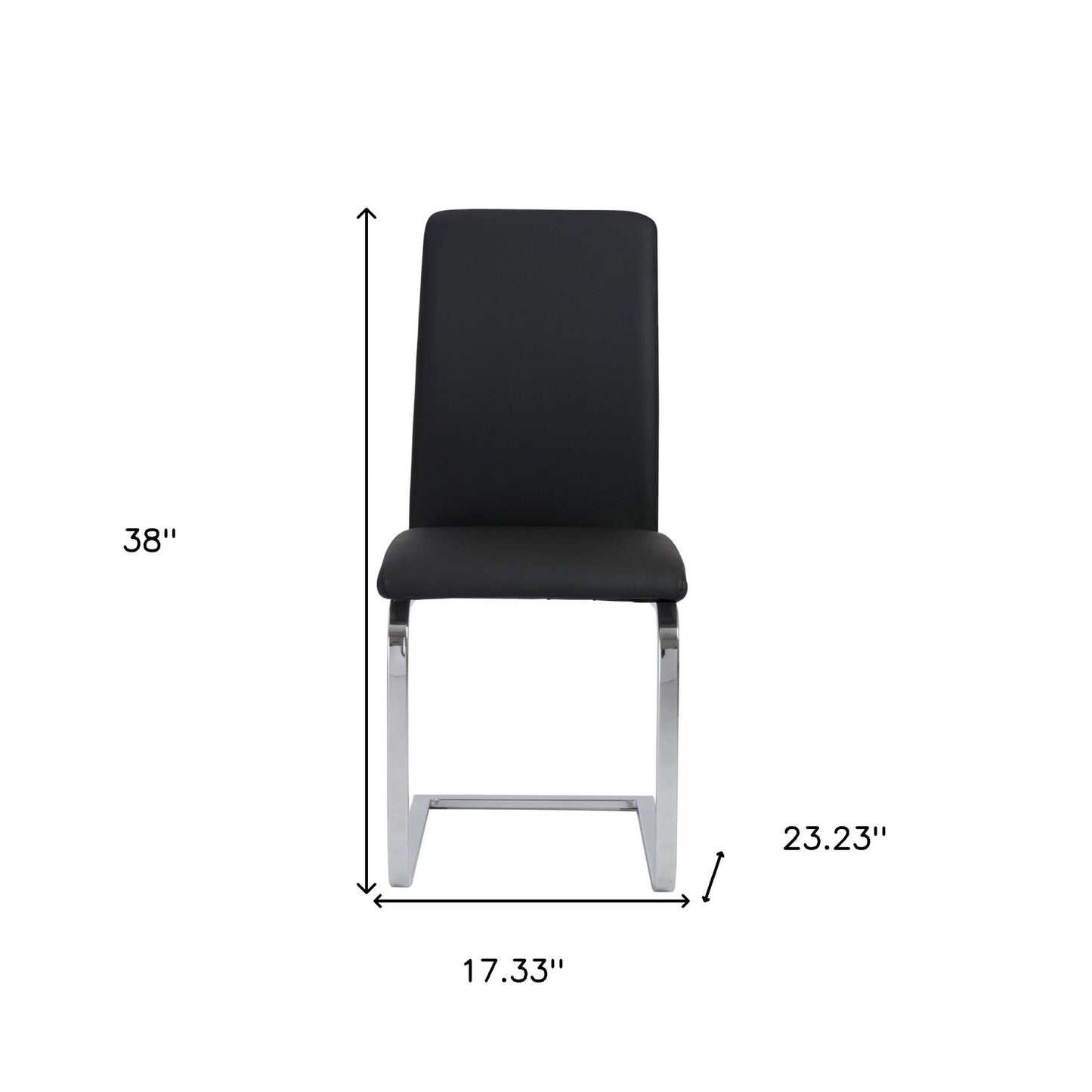 Set of Two Black and Silver Upholstered Leather Dining Side Chairs