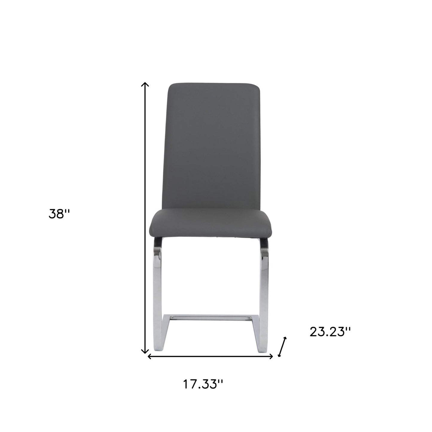 Set of Two Gray and Silver Upholstered Leather Dining Side Chairs