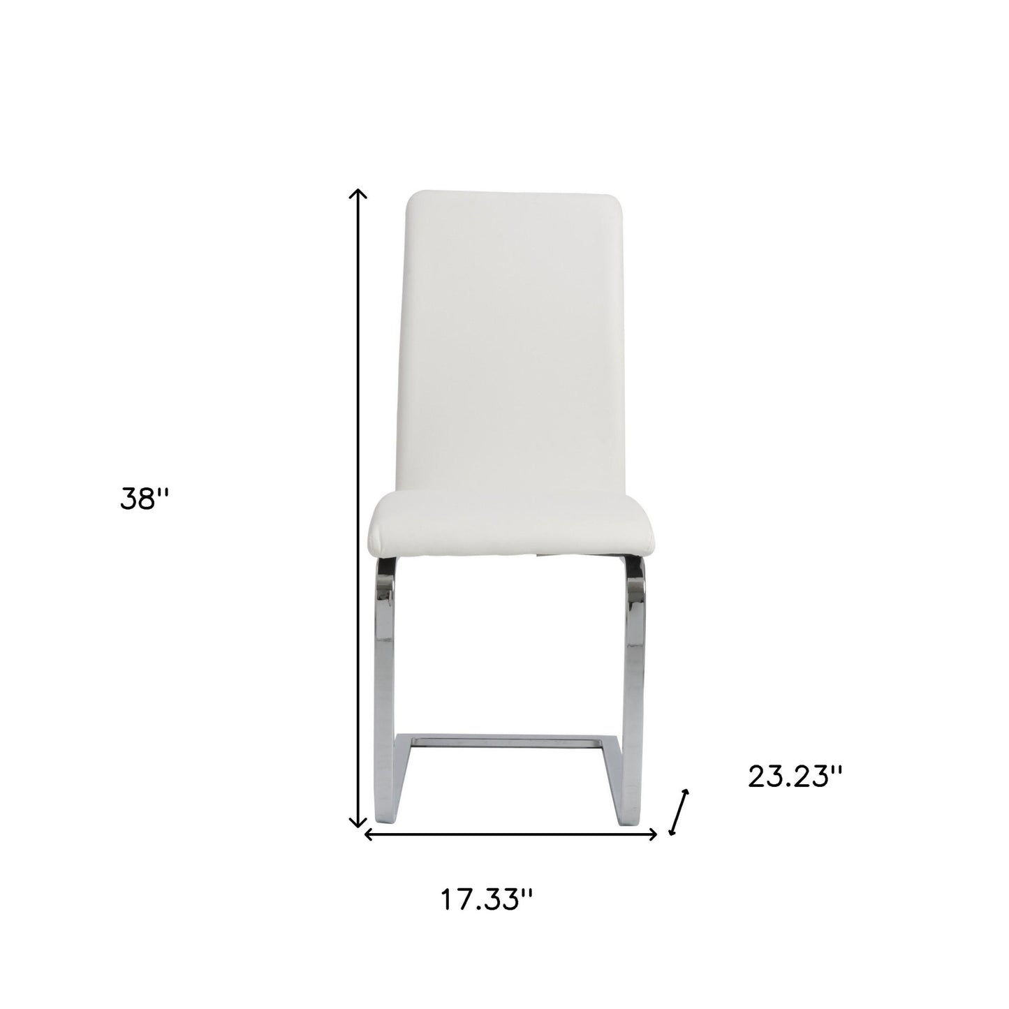 Set of Two White and Silver Upholstered Leather Dining Side Chairs