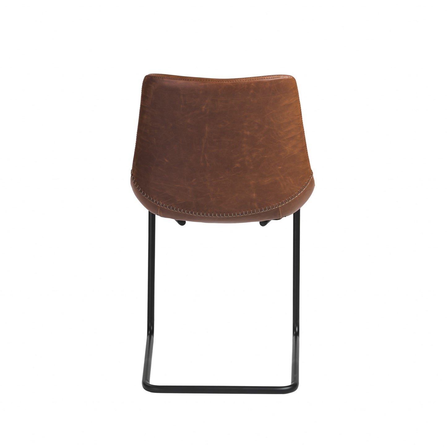 Set of Two Brown and Black Upholstered Leather Dining Side Chairs