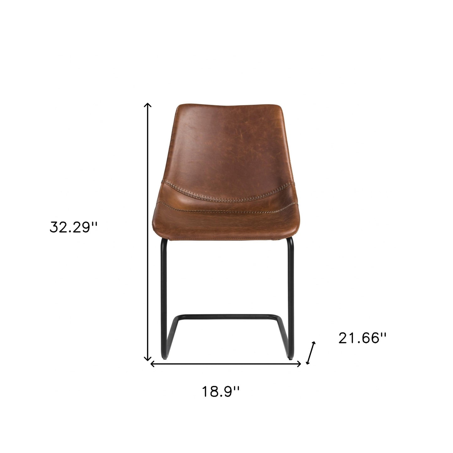 Set of Two Brown and Black Upholstered Leather Dining Side Chairs