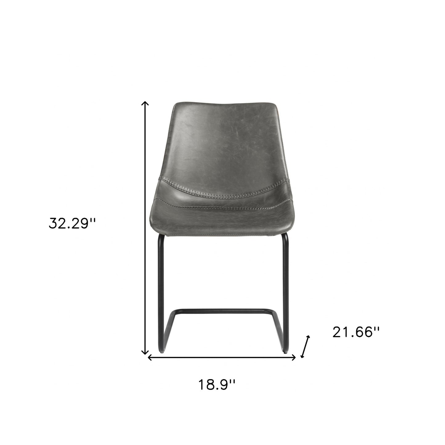 Set of Two Gray and Black Upholstered Leather Dining Side Chairs