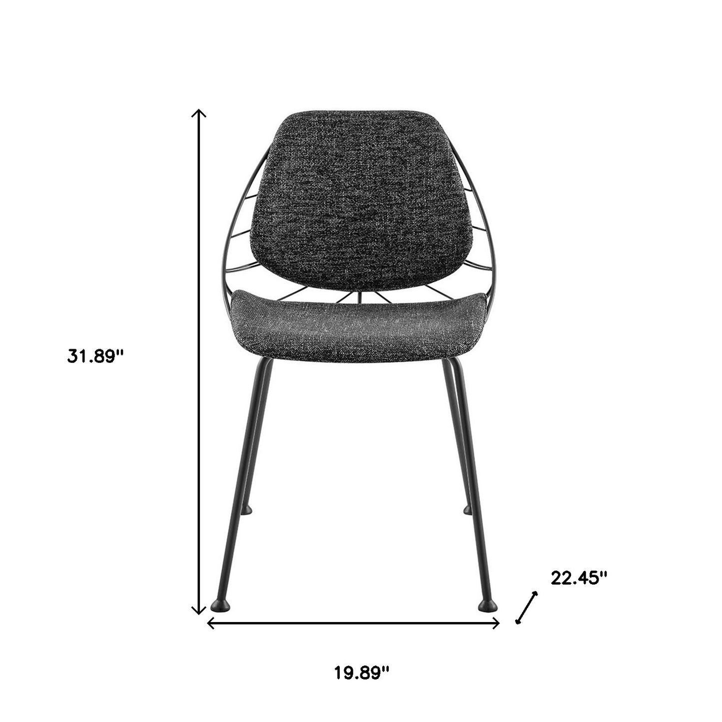 Set of Two Black Upholstered Fabric Dining Side Chairs