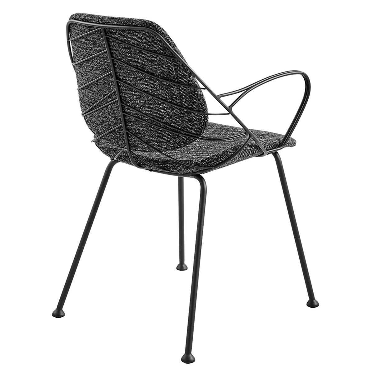 Set of Two Black Upholstered Fabric Dining Arm Chairs