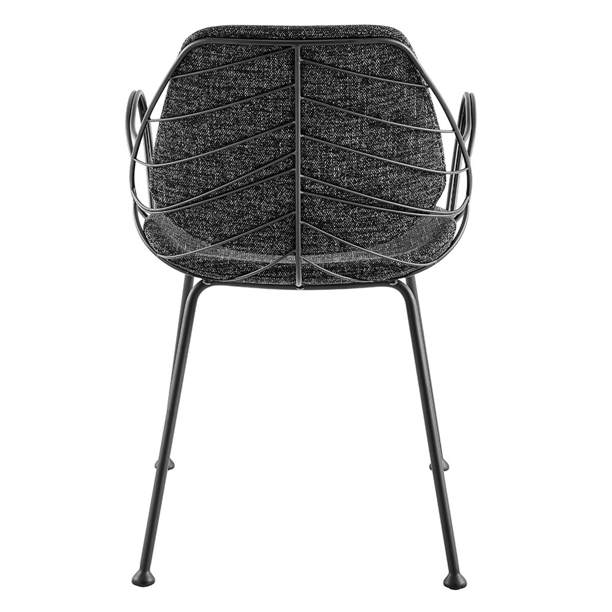 Set of Two Black Upholstered Fabric Dining Arm Chairs