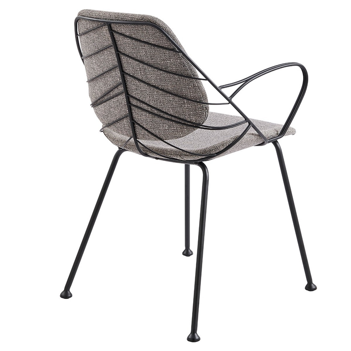 Set of Two Light Gray and Black Upholstered Fabric Dining Arm Chairs