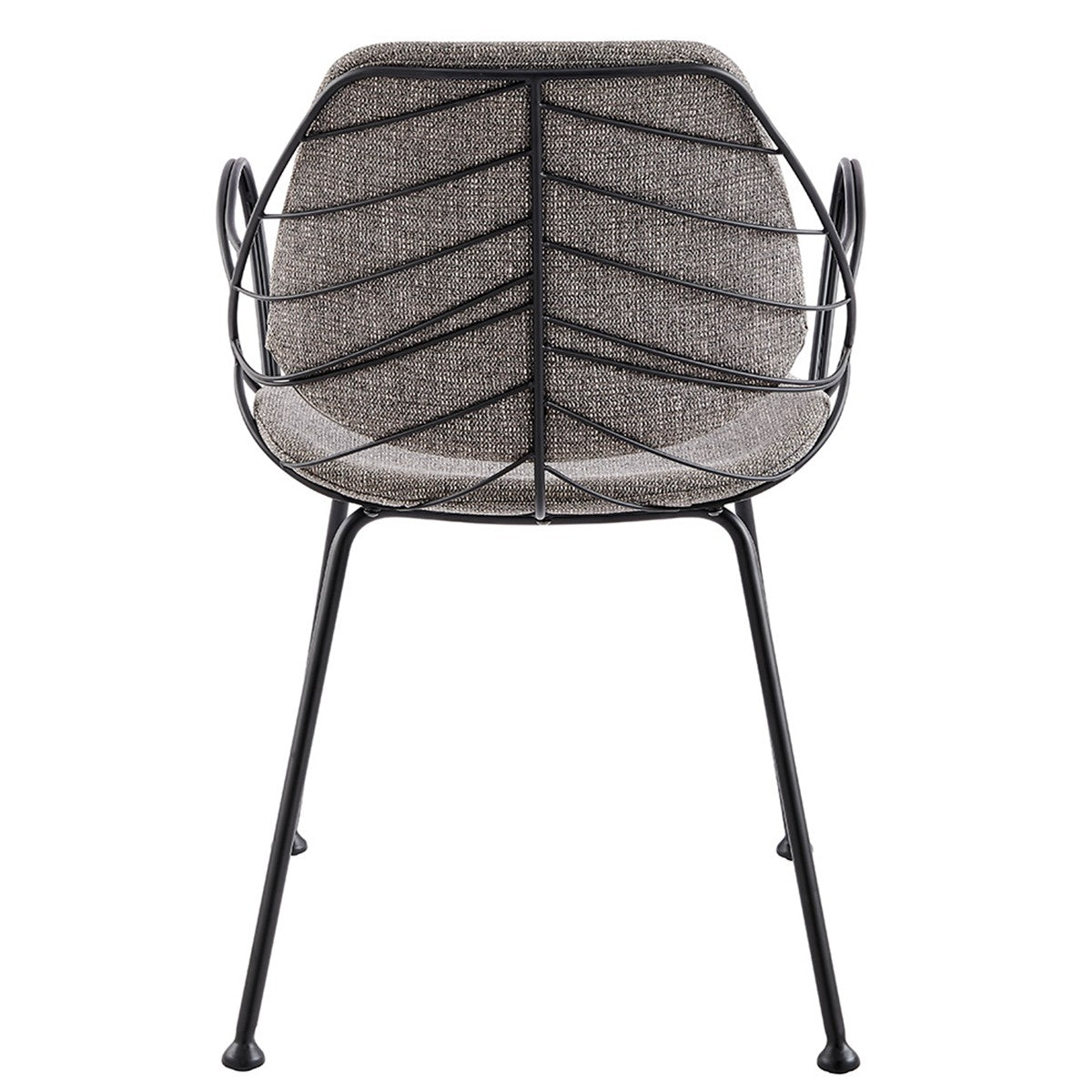 Set of Two Light Gray and Black Upholstered Fabric Dining Arm Chairs