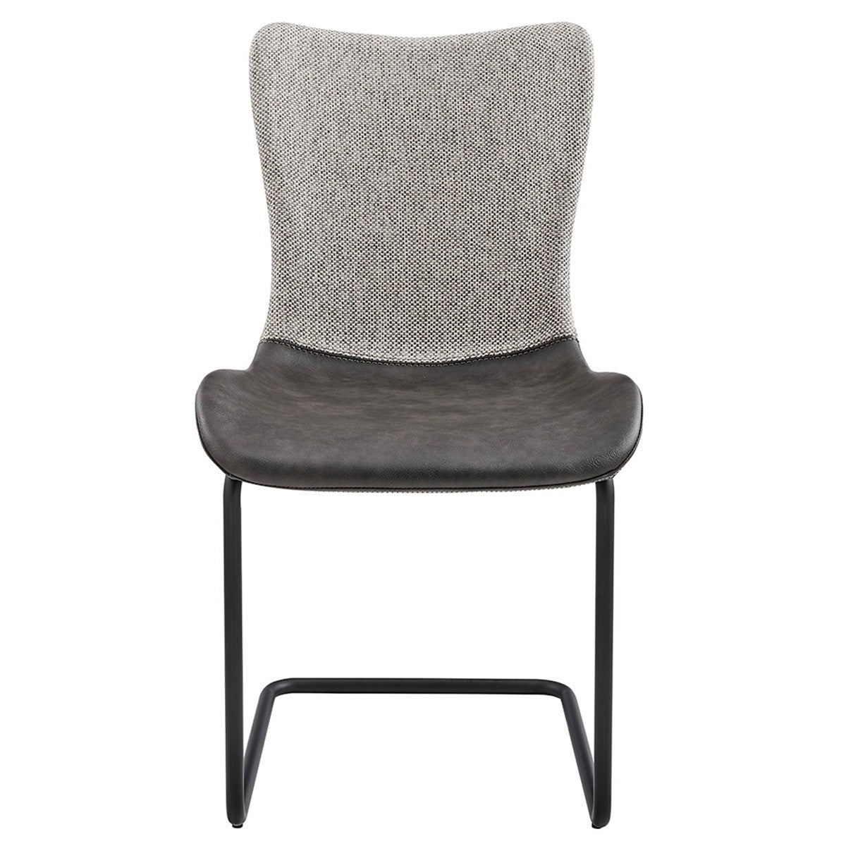 Set of Two Gray and Black Upholstered Fabric Dining Side Chairs