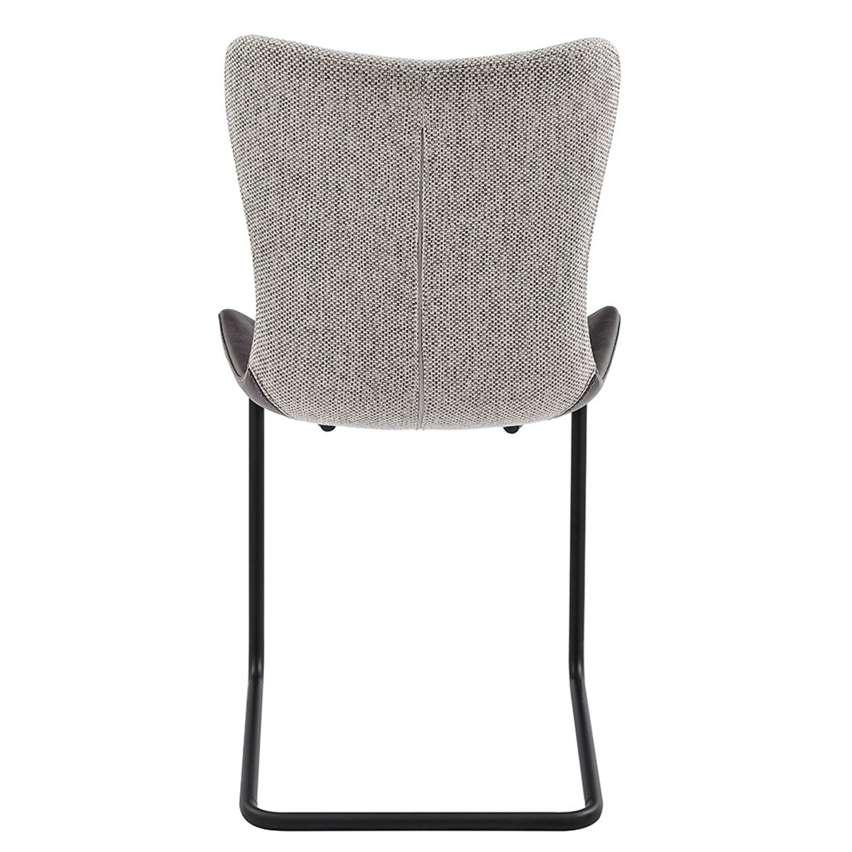 Set of Two Gray and Black Upholstered Fabric Dining Side Chairs