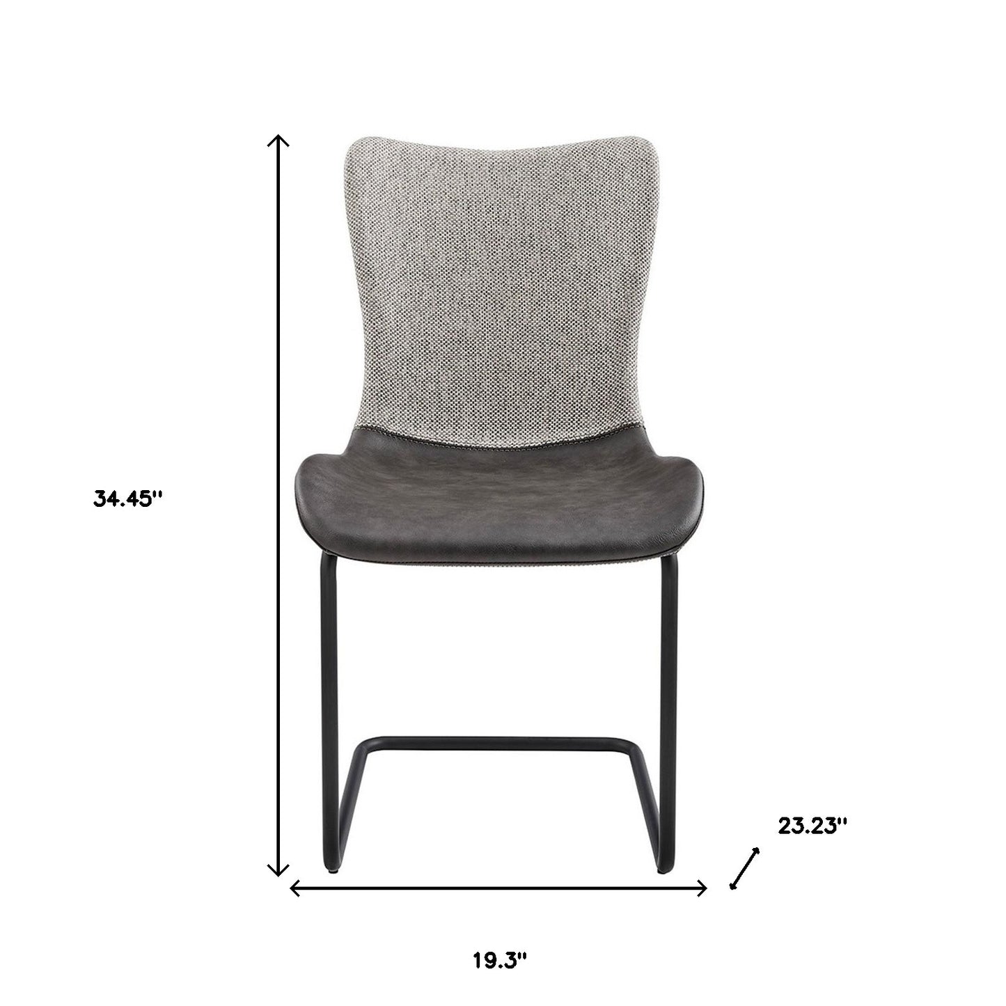 Set of Two Gray and Black Upholstered Fabric Dining Side Chairs