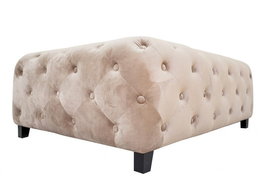 40" Beige and Brown Fabric and Solid Wood Square Coffee Table