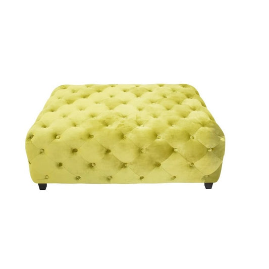 40" Green and Brown Fabric and Solid Wood Square Coffee Table