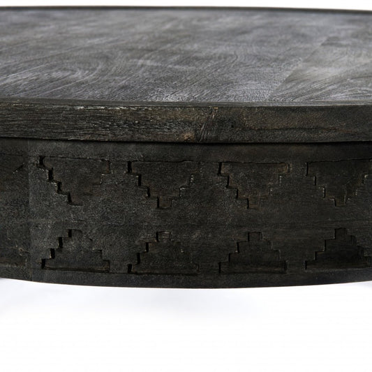 42" Gray Solid Wood Round Coffee Table
