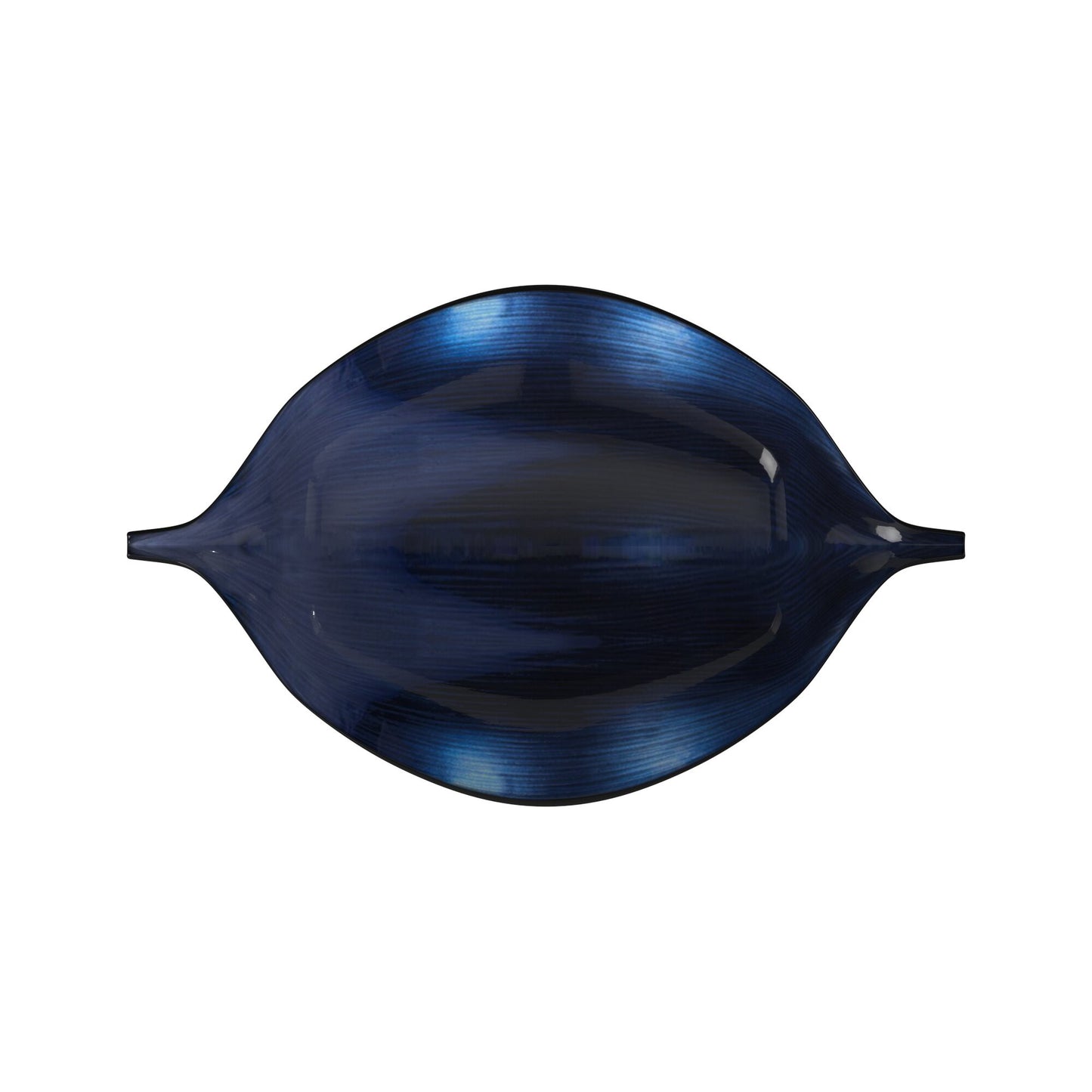 Sleek Blue and Black Lacquer Centerpiece Eye Bowl