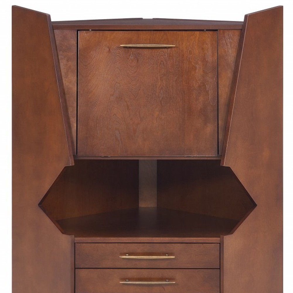 Cosmo Brown and Black Corner Bar Cabinet