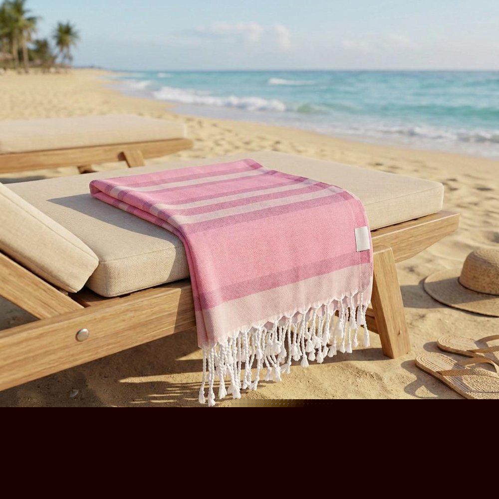 Shades of Pink Striped Design Turkish Beach Blanket
