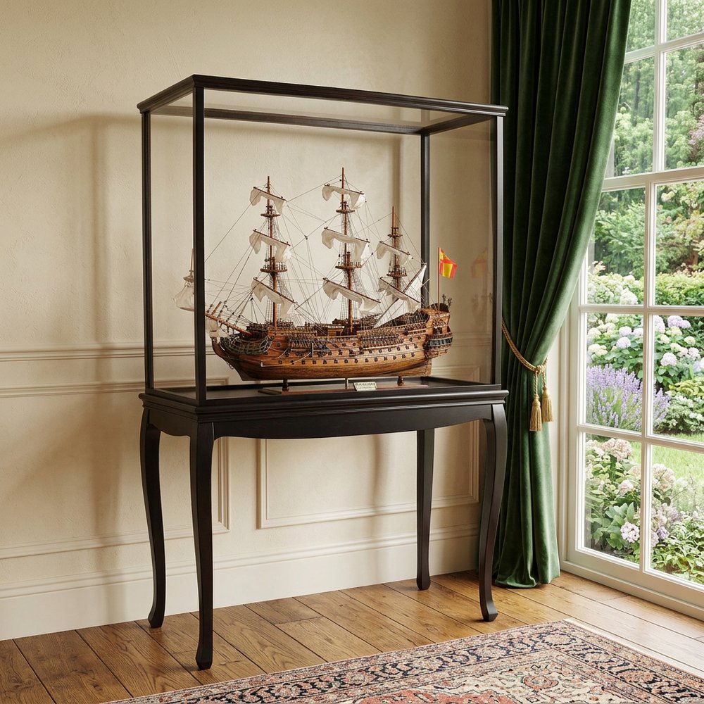 69" Wood Brown Solid Wood Hand Painted San Felipe Large Floor Display Model Boat