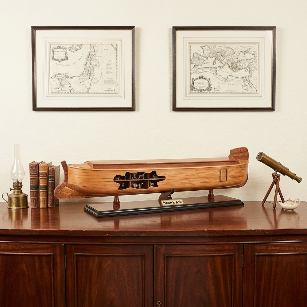 8" Wooden Manufactured Wood Hand Painted Decorative Boat