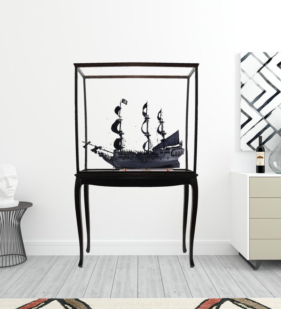 69" Black Solid Wood Hand Painted Black Pearl Pirate Floor Display Model Boat