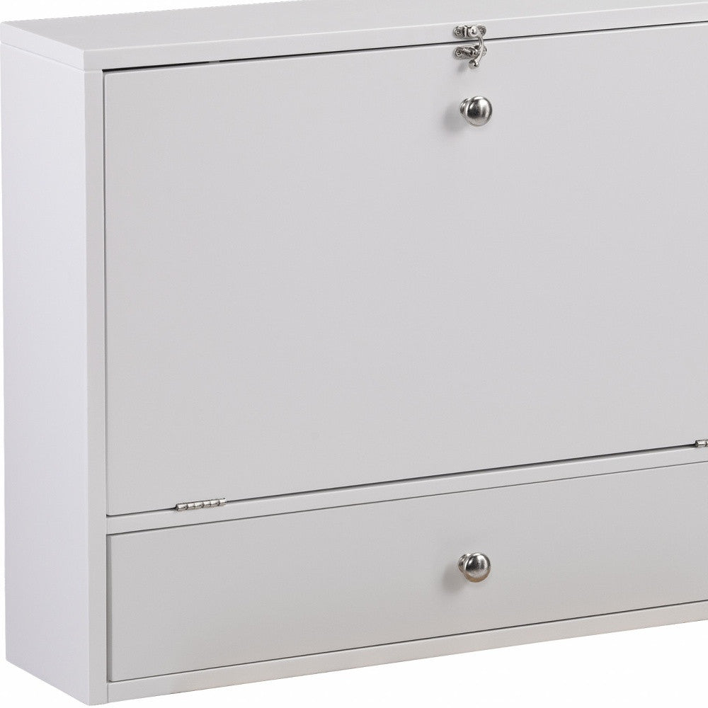 26" White Wall Mounted Floating Desk