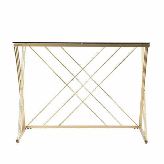 40" Clear and Gold Glass and Iron Sled