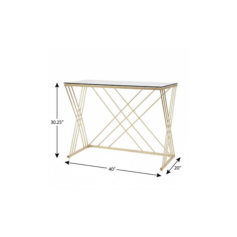40" Clear and Gold Glass Writing Desk