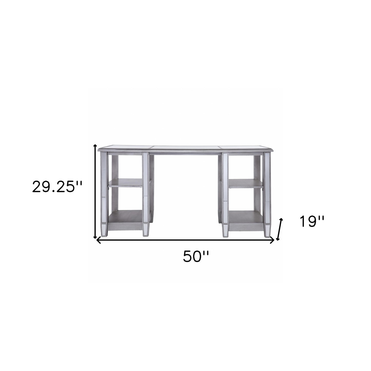 50" Silver Mirrored Writing Desk