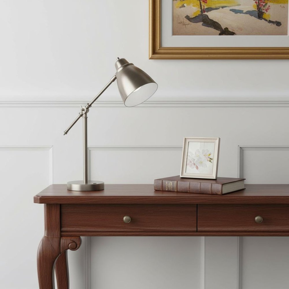 Brushed Silver LED Adjustable Desk Lamp