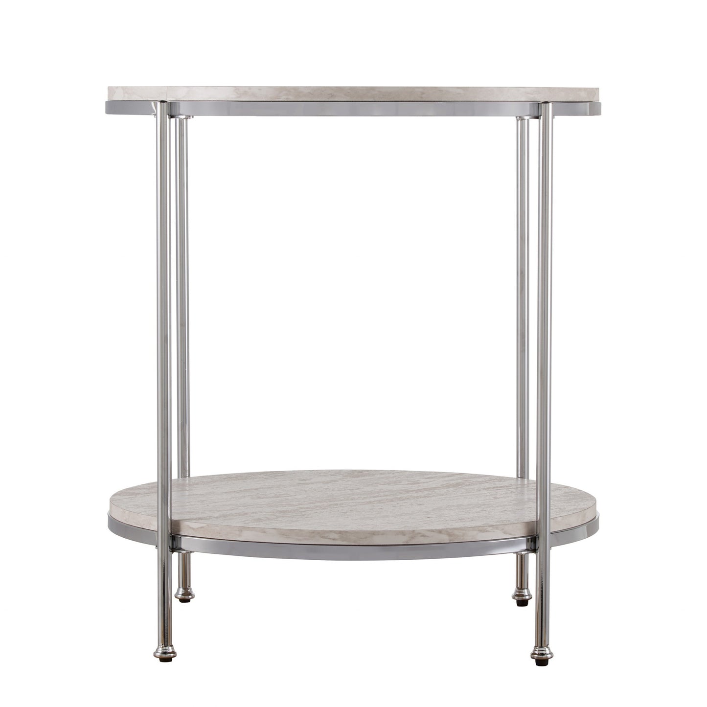 24" Chrome Manufactured Wood And Iron Rectangular End Table With Shelf