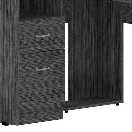 47" Gray L Shape Computer Desk With Two Drawers