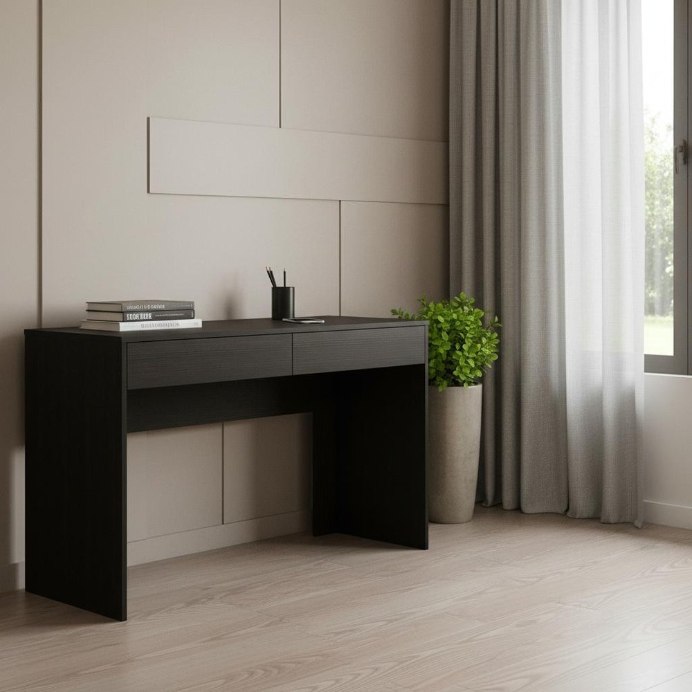 47" Black Computer Desk with Two Drawers